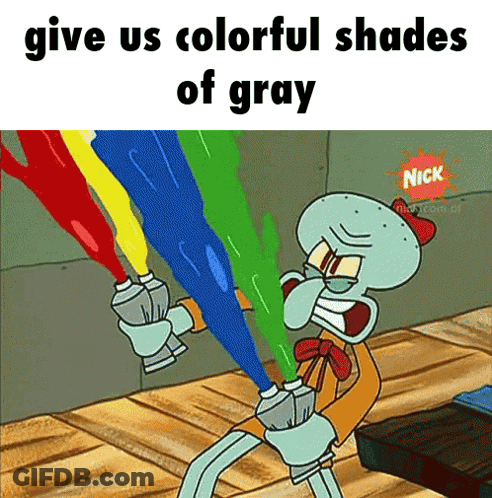 A Cartoon Of Squidward From Spongebob Squarepants Holding A Rainbow Of Paint GIF