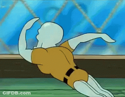 A Cartoon Of Squidward From Spongebob Squarepants Is Doing A Yoga Pose GIF
