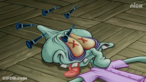 A Cartoon Of Squidward From Spongebob Squarepants Laying On The Floor With A Nick Logo Behind Him GIF