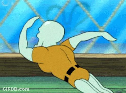 A Cartoon Of Squidward From Spongebob Squarepants Laying On The Ground GIF