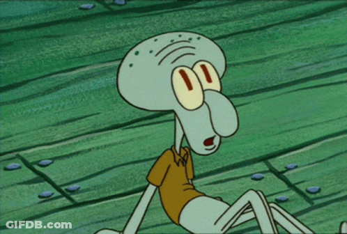 A Cartoon Of Squidward From Spongebob Squarepants With His Tongue Hanging Out GIF