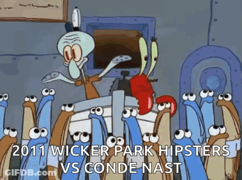 A Cartoon Of Squidward Giving A Speech To A Group Of Snails GIF