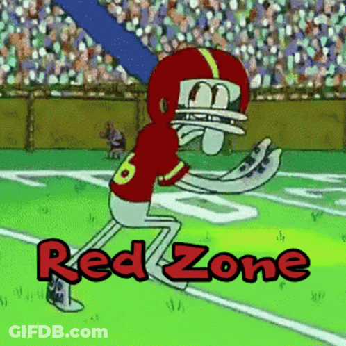 A Cartoon Of Squidward In A Football Uniform With The Words Red Zone Above Him GIF