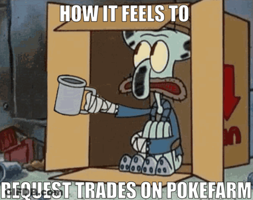A Cartoon Of Squidward Sitting In A Cardboard Box Holding A Cup With The Caption " How It Feels " GIF