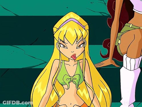 A Cartoon Of Stella Sticking Out Her Tongue GIF