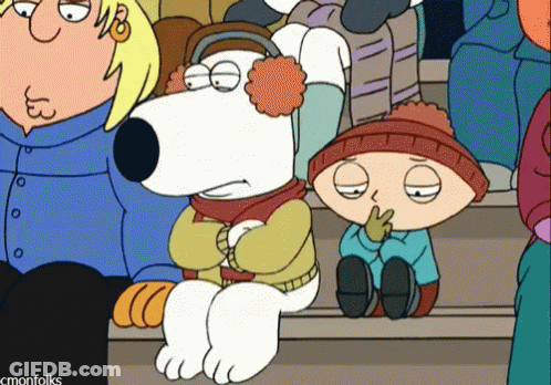 A Cartoon Of Stewie And Brian From Family Guy Sitting On Stairs GIF