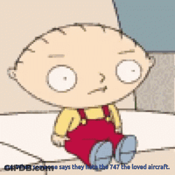 A Cartoon Of Stewie From Family Guy Sits On A Bed And Says " Me " GIF