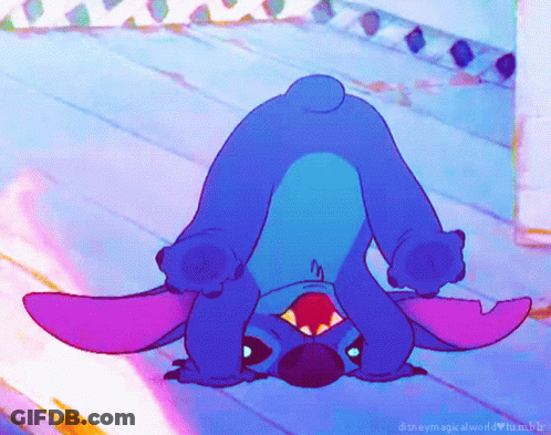 A Cartoon Of Stitch Doing A Handstand With The Words Disneymagicalworld Tumblr Below GIF