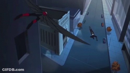 A Cartoon Of Superman And Spider-Man Fighting In A City GIF