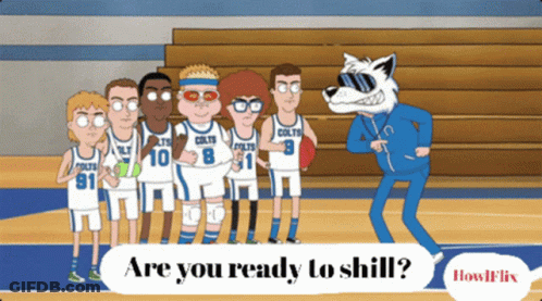 A Cartoon Of The Colts Basketball Team Standing Next To A Coach GIF