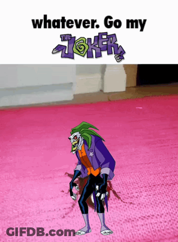 Cartoon Joker On Pink Rug GIF
