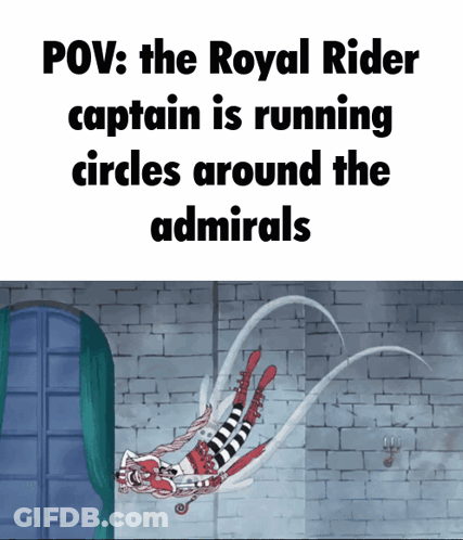 Cartoon Royal Rider Captain Running Circles GIF