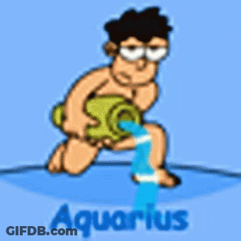 A Cartoon Of The Zodiac Sign Aquarius Pouring Water From A Green Bucket GIF
