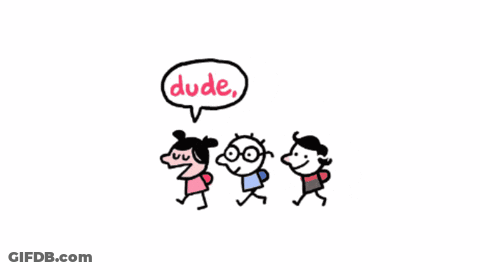 A Cartoon Of Three Children With A Speech Bubble That Says " You Shouldn 'T Admit That Kind Of Stuff " GIF