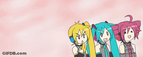 A Cartoon Of Three Girls Standing Next To Each Other GIF