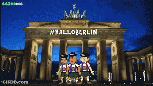 Cartoon Men In Front Of Building #Halloberlin GIF