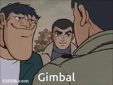 A Cartoon Of Three Men Standing Next To Each Other With The Word Gimbala On The Bottom Right GIF