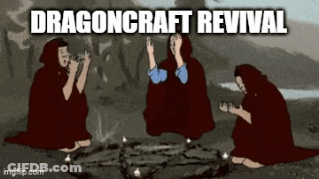 A Cartoon Of Three Women Sitting Around A Circle With The Words Dragoncraft Revival Written Above Them GIF