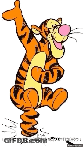 A Cartoon Of Tigger From Winnie The Pooh Is Dancing In A Puddle Of Water . GIF