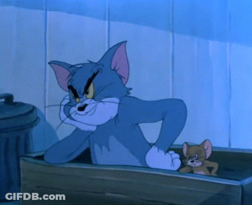 A Cartoon Of Tom And Jerry Are Sitting In A Trash Can GIF