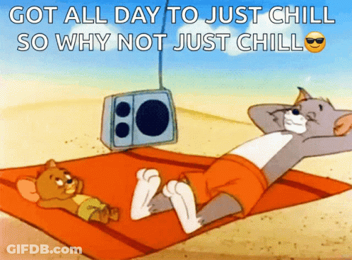 Tom And Jerry Laying On Beach Blanket GIF
