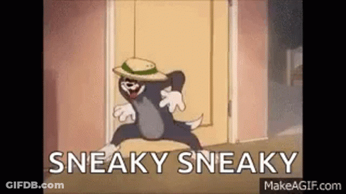 A Cartoon Of Tom And Jerry Wearing A Hat Is Sneaky Sneaky On Make A Gif . GIF