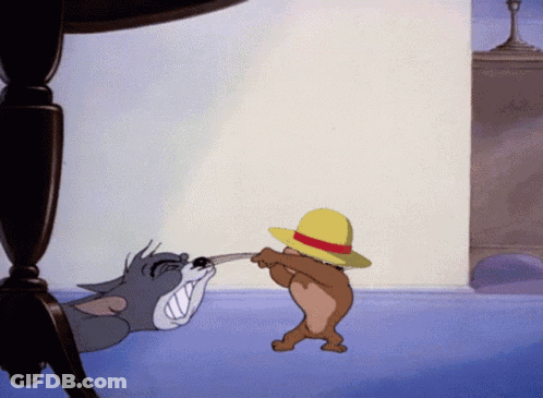 A Cartoon Of Tom And Jerry With A Hat On GIF