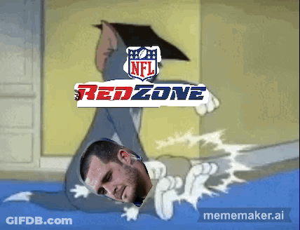 A Cartoon Of Tom And Jerry With The Nfl Redzone Logo In The Background GIF