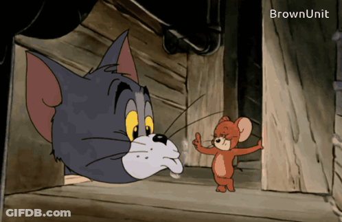 A Cartoon Of Tom And Jerry With The Words Brownunit On The Bottom Right GIF