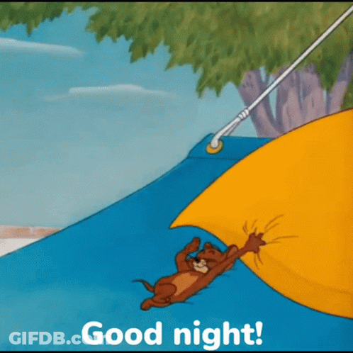 A Cartoon Of Tom And Jerry With The Words Good Night Written Below Them GIF