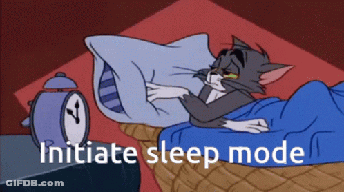 A Cartoon Of Tom And Jerry With The Words Initiate Sleep Mode GIF
