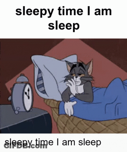 A Cartoon Of Tom Laying In Bed Next To An Alarm Clock GIF