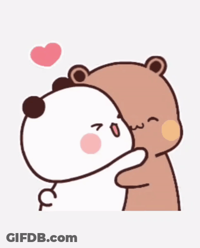 A Cartoon Of Two Bears Hugging Each Other With The Words Sayang Cecel Below Them GIF
