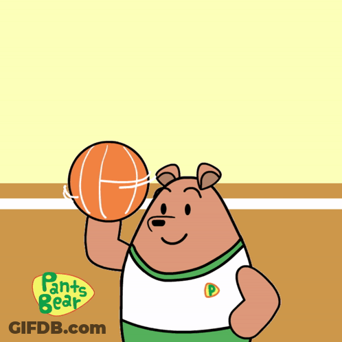 A Cartoon Of Two Bears Playing Basketball With The Words Slam Dunk Behind Them GIF