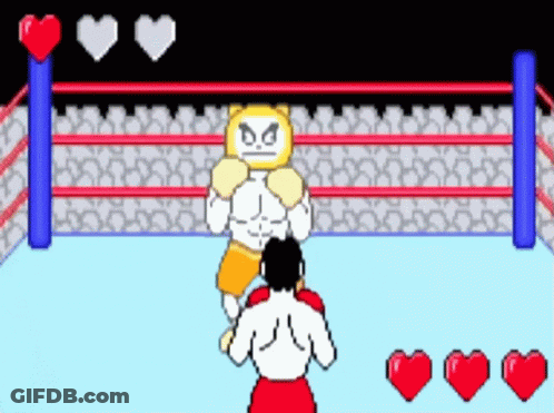 A Cartoon Of Two Boxers In A Ring With Hearts GIF