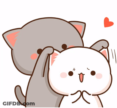 A Cartoon Of Two Cats Hugging Each Other With A Heart Above Them GIF