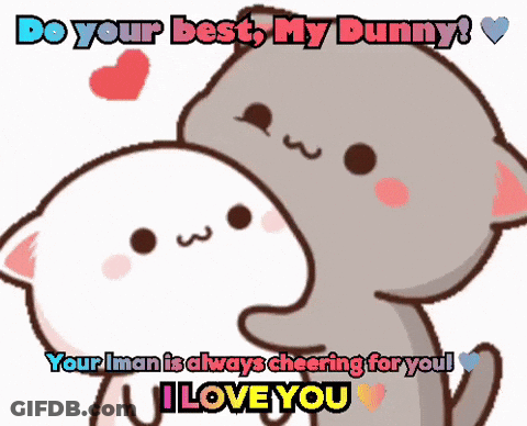 A Cartoon Of Two Cats Hugging With The Words Do Your Best My Dummy GIF
