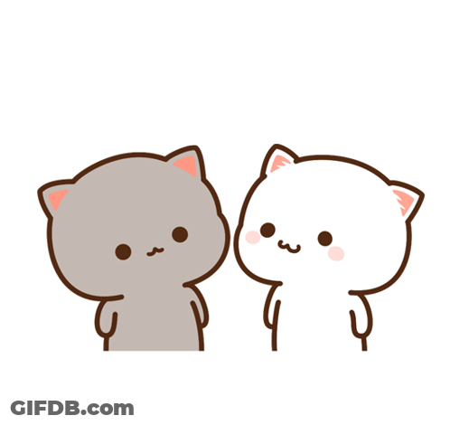 A Cartoon Of Two Cats Kissing With A Red Heart In The Background GIF