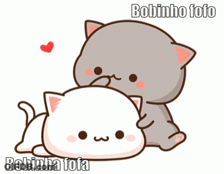 Cartoon Two Cats Laying Next To Each Other With Bobinho Fofo Text GIF