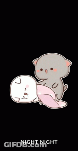A Cartoon Of Two Cats Laying Next To Each Other With The Words Night Night Below Them . GIF