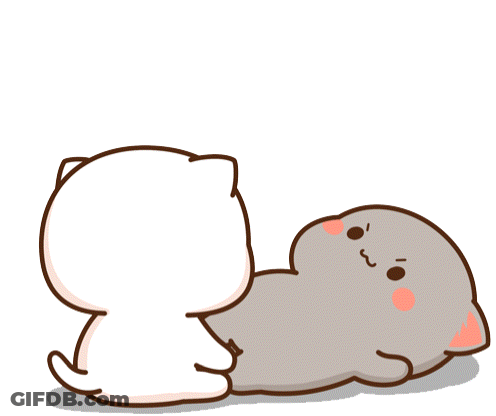 A Cartoon Of Two Cats With A Red Heart In The Background GIF