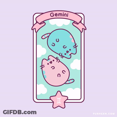 A Cartoon Of Two Cats With The Word Gemini On The Top GIF