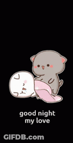 A Cartoon Of Two Cats With The Words Good Night My Love GIF