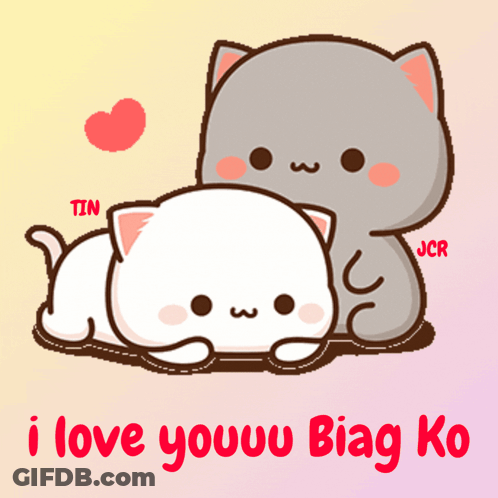 Cats Hugging With I Love Youuu Biag Ko GIF