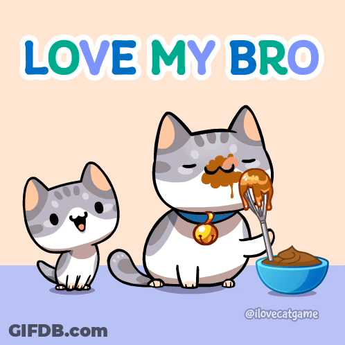 A Cartoon Of Two Cats With The Words Love My Bro Below Them GIF