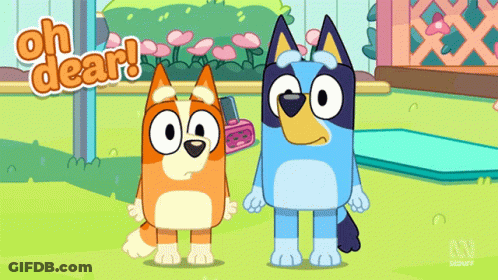 A Cartoon Of Two Dogs Standing Next To Each Other With The Words Oh Dear Above Them GIF