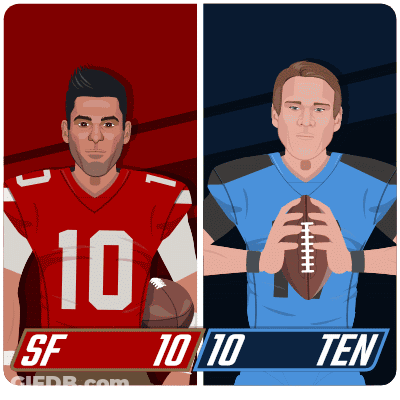 A Cartoon Of Two Football Players With Sf 10 And Ten Written On Them GIF