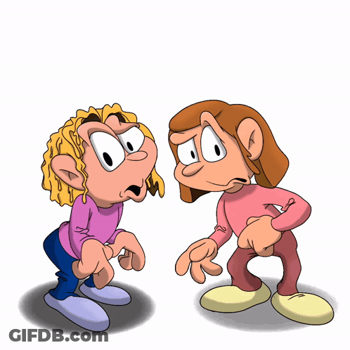 A Cartoon Of Two Girls Standing Next To Each Other With The Word Rea Above Them GIF
