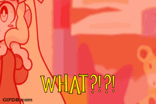 A Cartoon Of Two Girls With The Words What ? ! ? Written In Yellow GIF