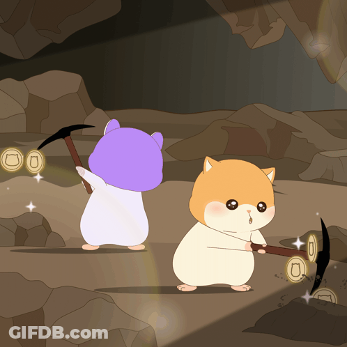 A Cartoon Of Two Hamsters Looking For Coins GIF